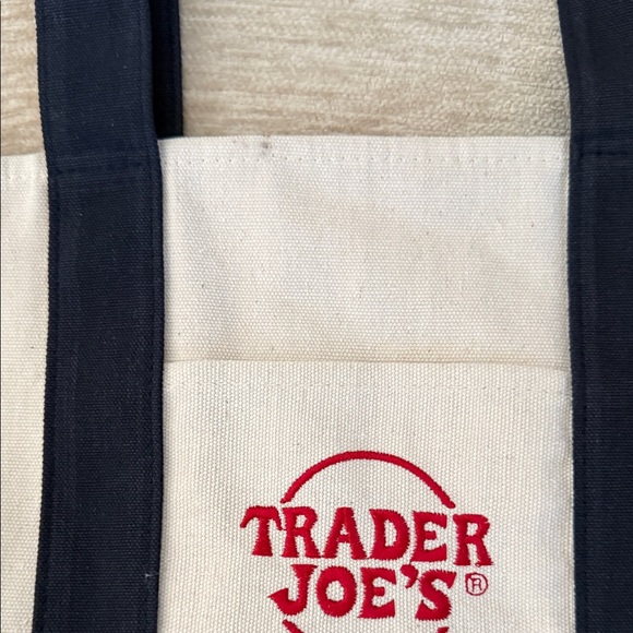 Trader Joe's Cream and Black Mini Canvas Tote Bag - Picture 5 of 5
